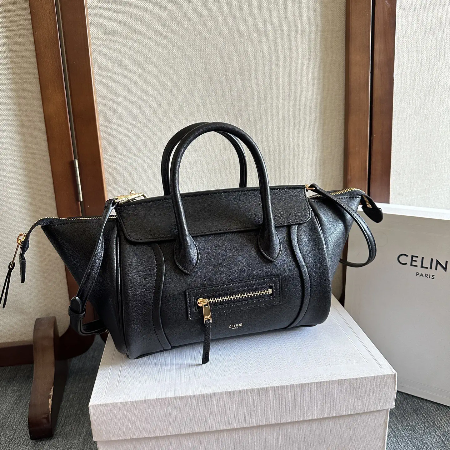 CELINE Black Leather Top Handle Bag image 1