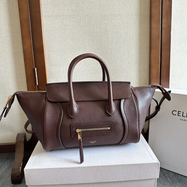 CELINE Brown Leather Top Handle Bag image 1