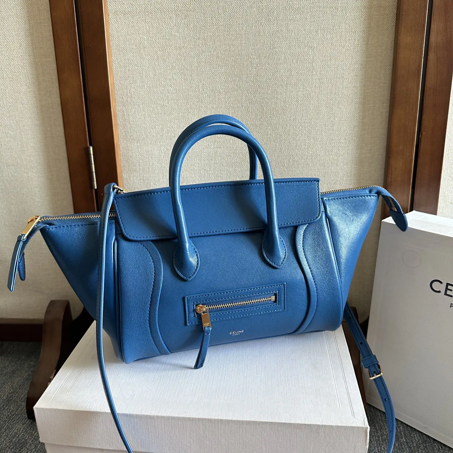CELINE Blue Leather Top Handle Bag image 1