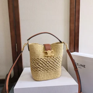 CELINE Woven Small Bucket Bag with Triomphe Closure image 1