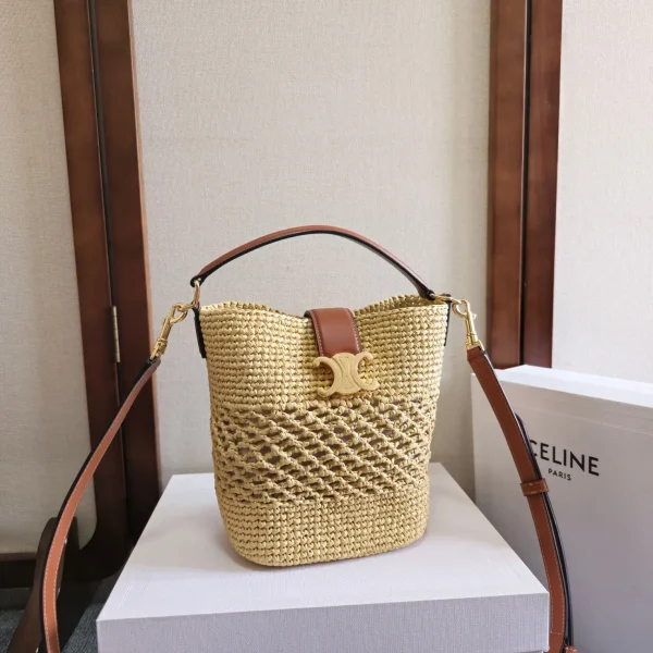 CELINE Woven Small Bucket Bag with Triomphe Closure image 1