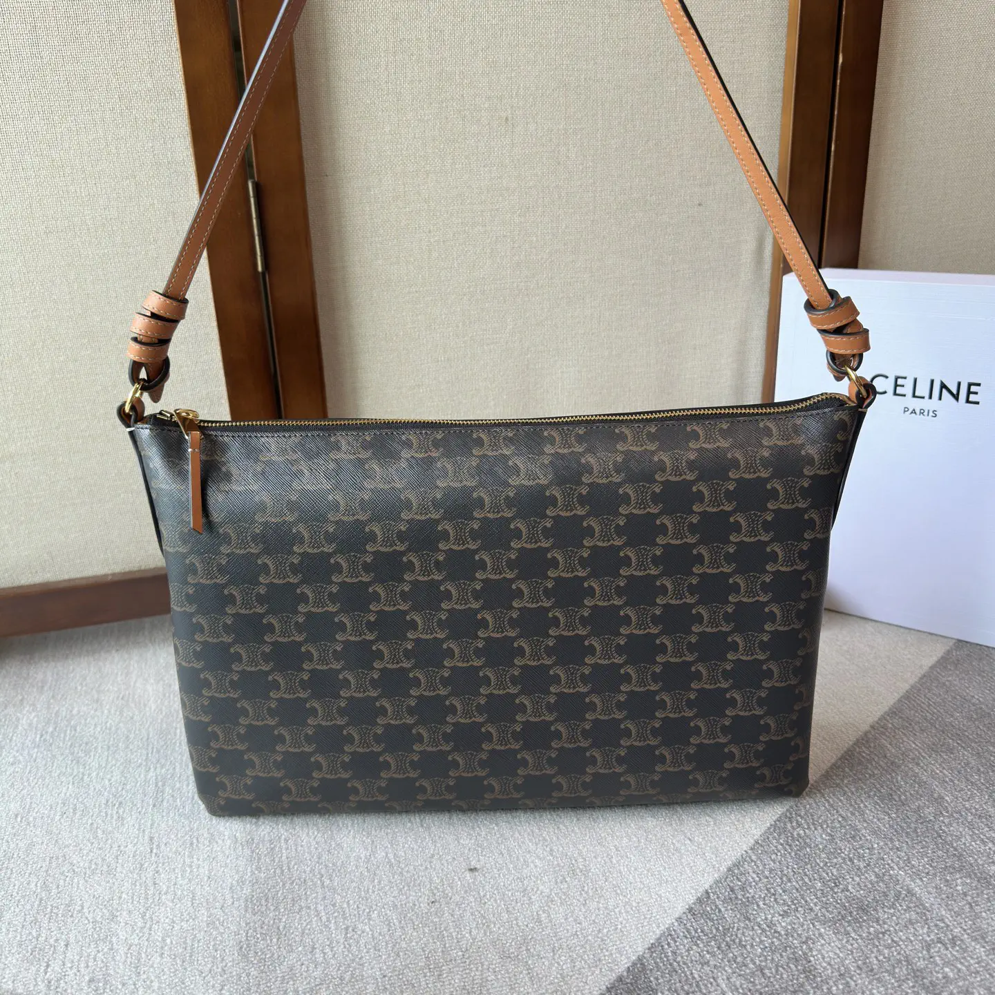 CELINE Triomphe Print Duo Zipped Shoulder Bag image 1