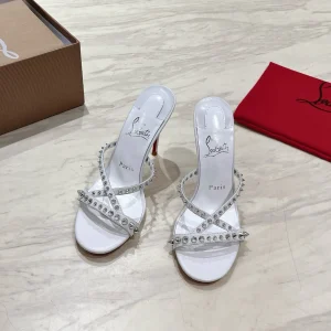 Spike Cross Strap High Heel Slide Sandals image 1
