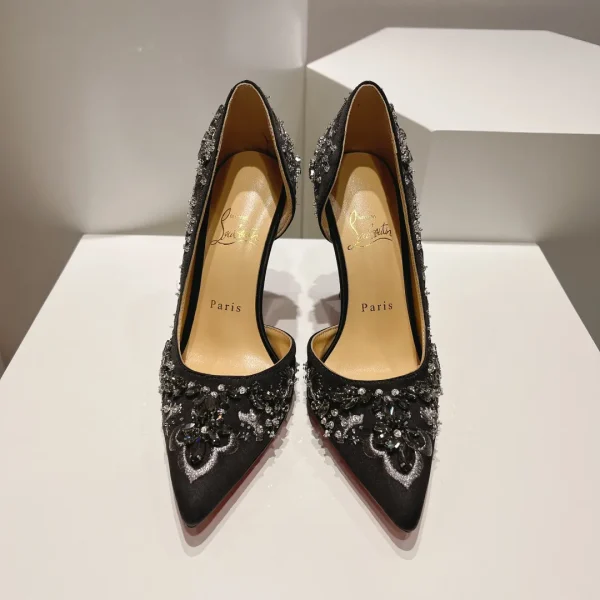 Crystal Embellished Pointed Toe High Heel Pumps image 1