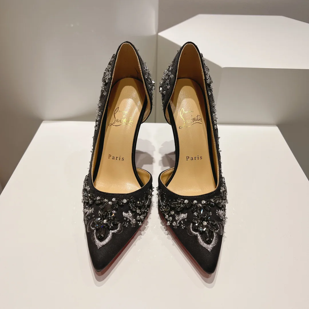 Crystal Embellished Pointed Toe High Heel Pumps image 1