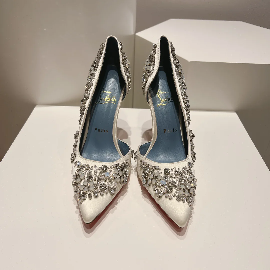 Crystal Embellished Pointed Toe High Heel Pumps image 1