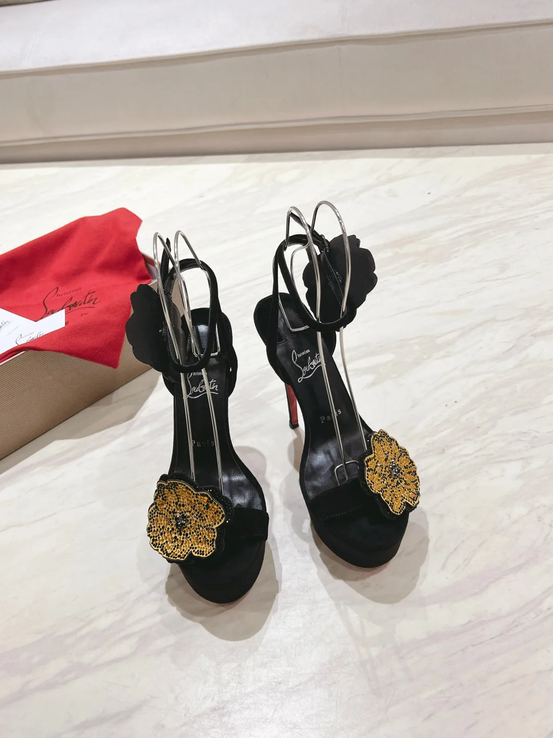 Crystal Flower Decorated Platform High Heel Sandals image 1