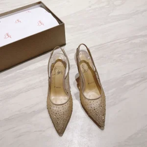 Women's FOLLIES STRASS Crystal Mesh Slingback High Heel Sandals image 1