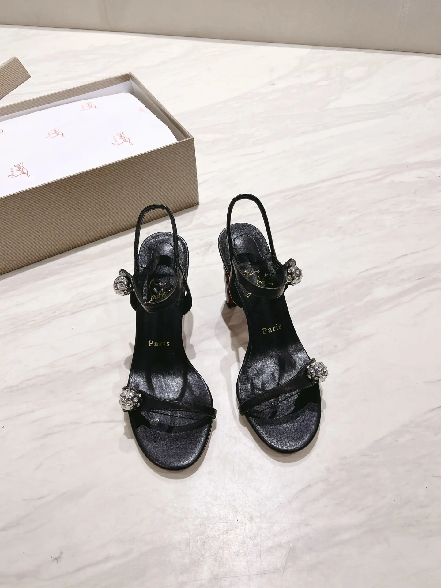 Rhinestone Decor High Heel Sandals image 1