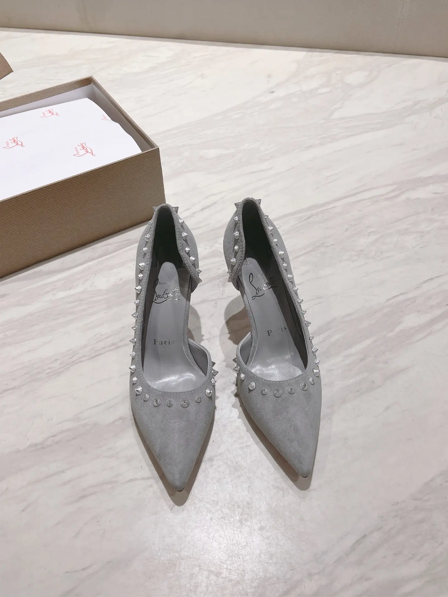 Christian Louboutin Angalina Spiked Pointed Toe High Heel Pumps image 1