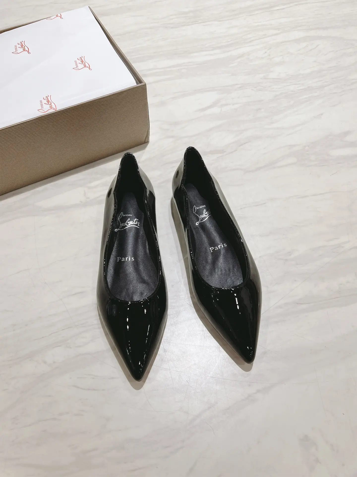 Christian Louboutin Patent Leather Pointed Toe Flat Shoes image 1