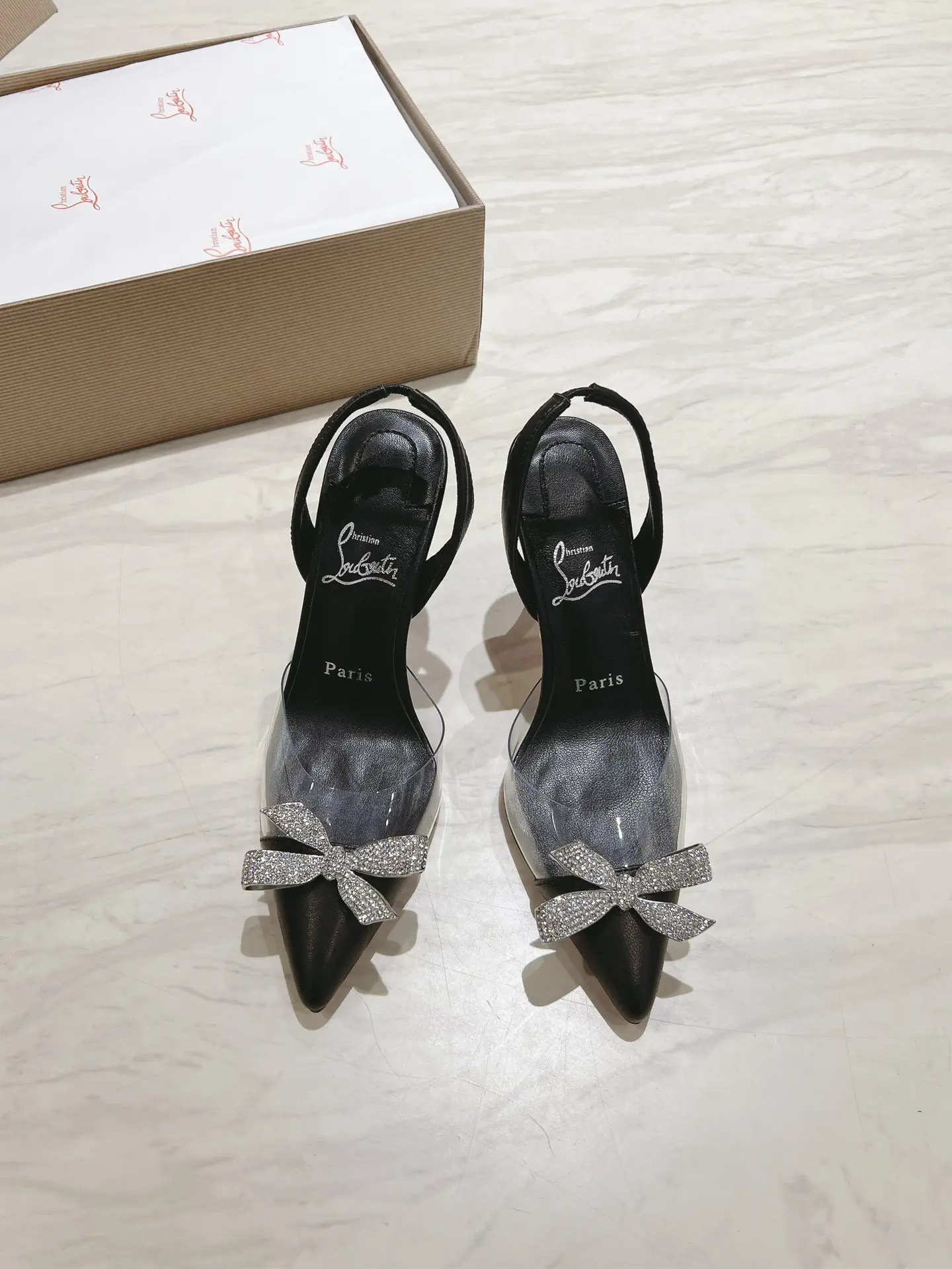 Crystal Bow Slingback High Heel Sandals image 1