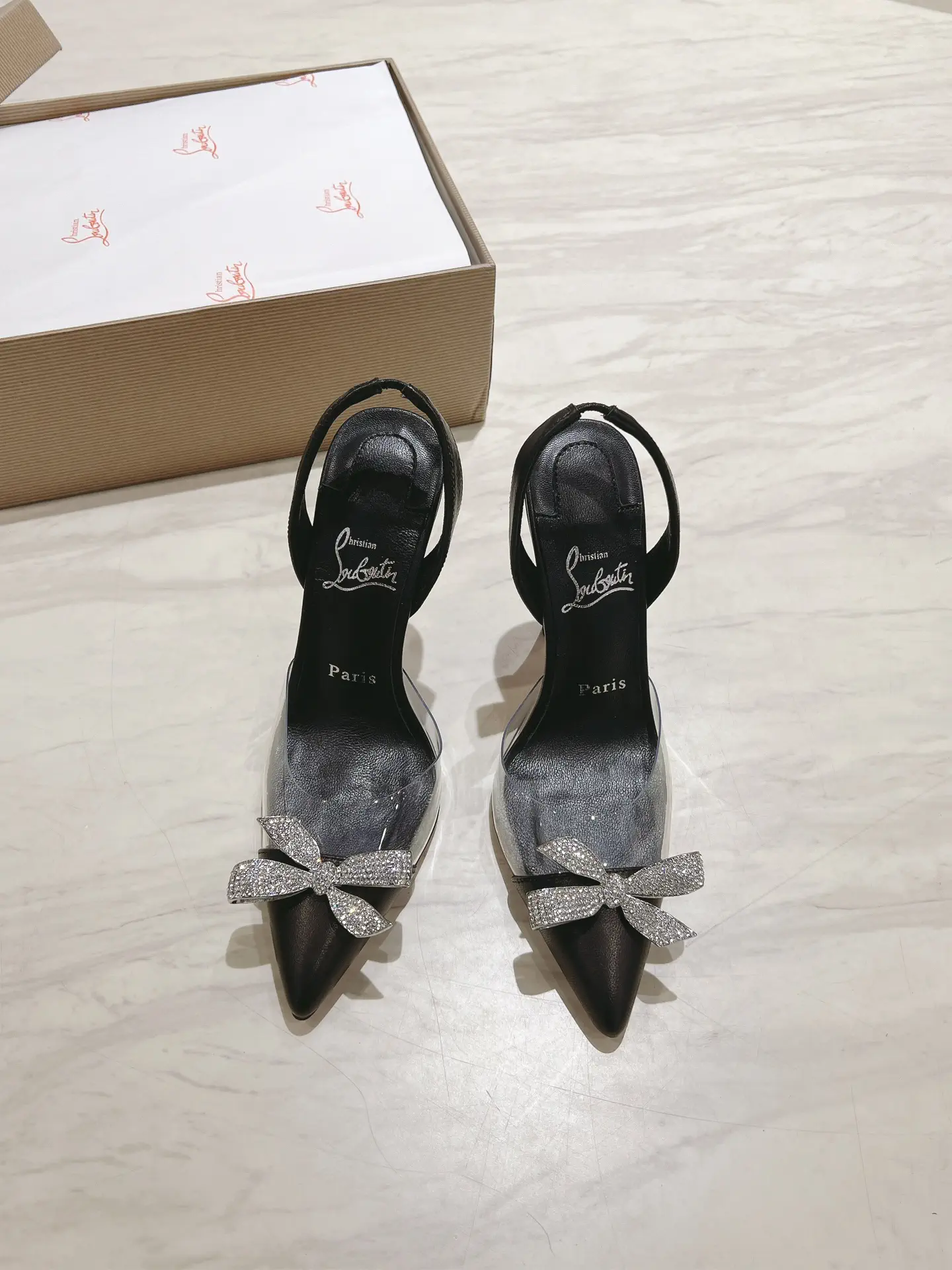 Crystal Bow Slingback High Heel Sandals image 1