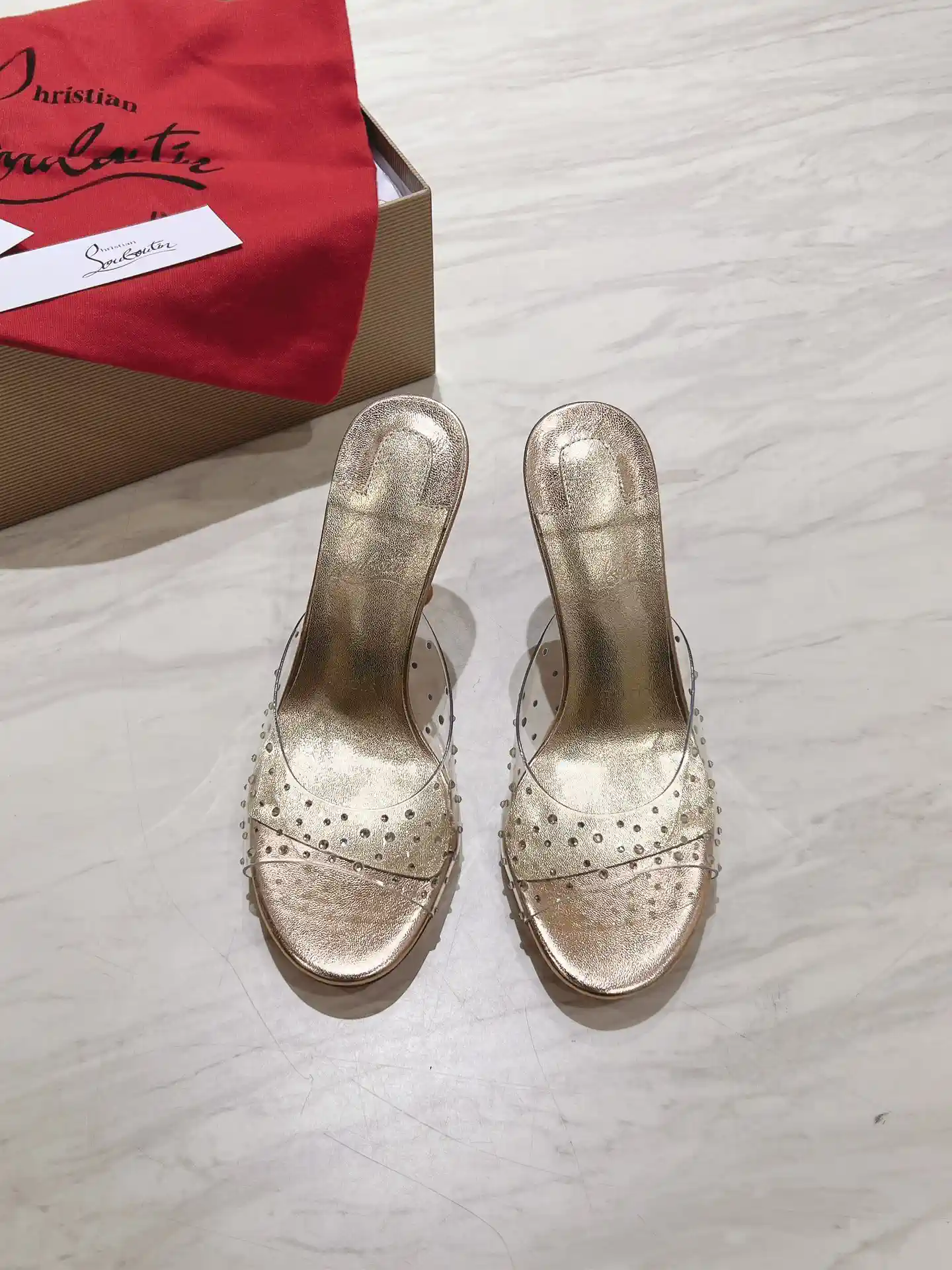DEGRAQUEEN Crystal High Heel Mules image 1