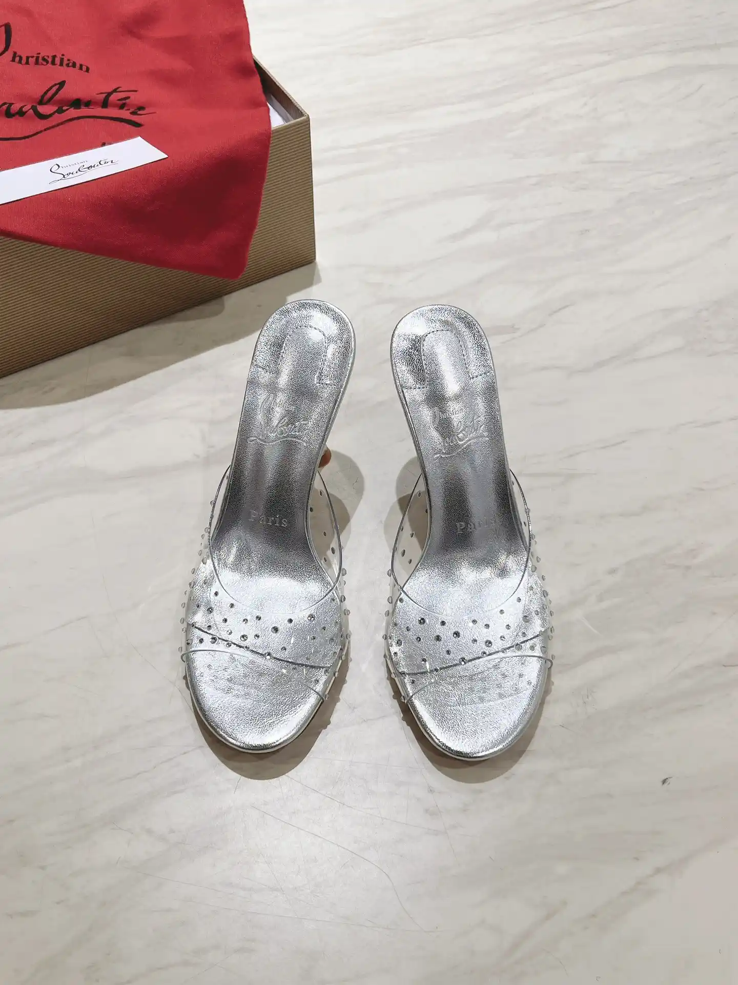 DEGRAQUEEN Crystal High Heel Mules image 1