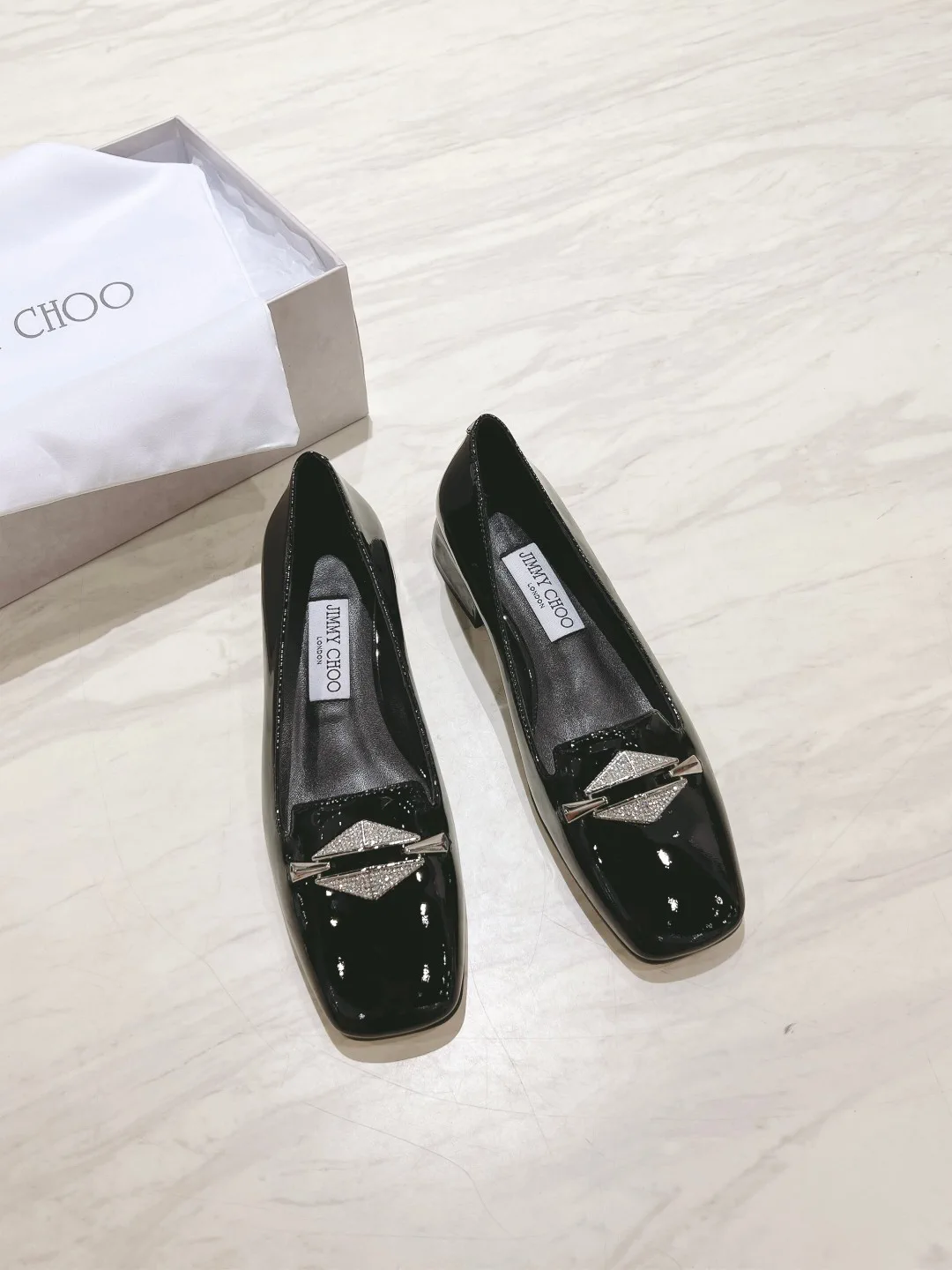 Rhinestone Buckle Patent Leather Mary Jane Flat Shoes image 1