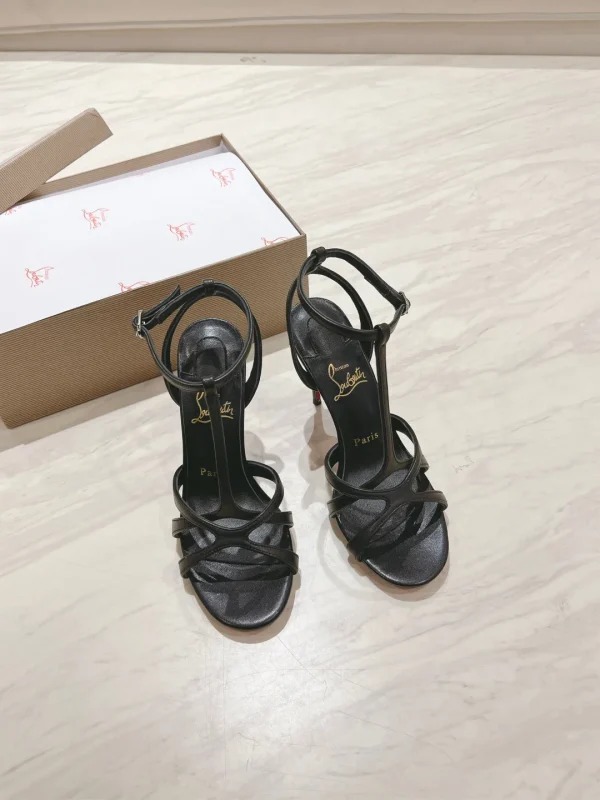 Black Strappy High Heel Sandals image 1