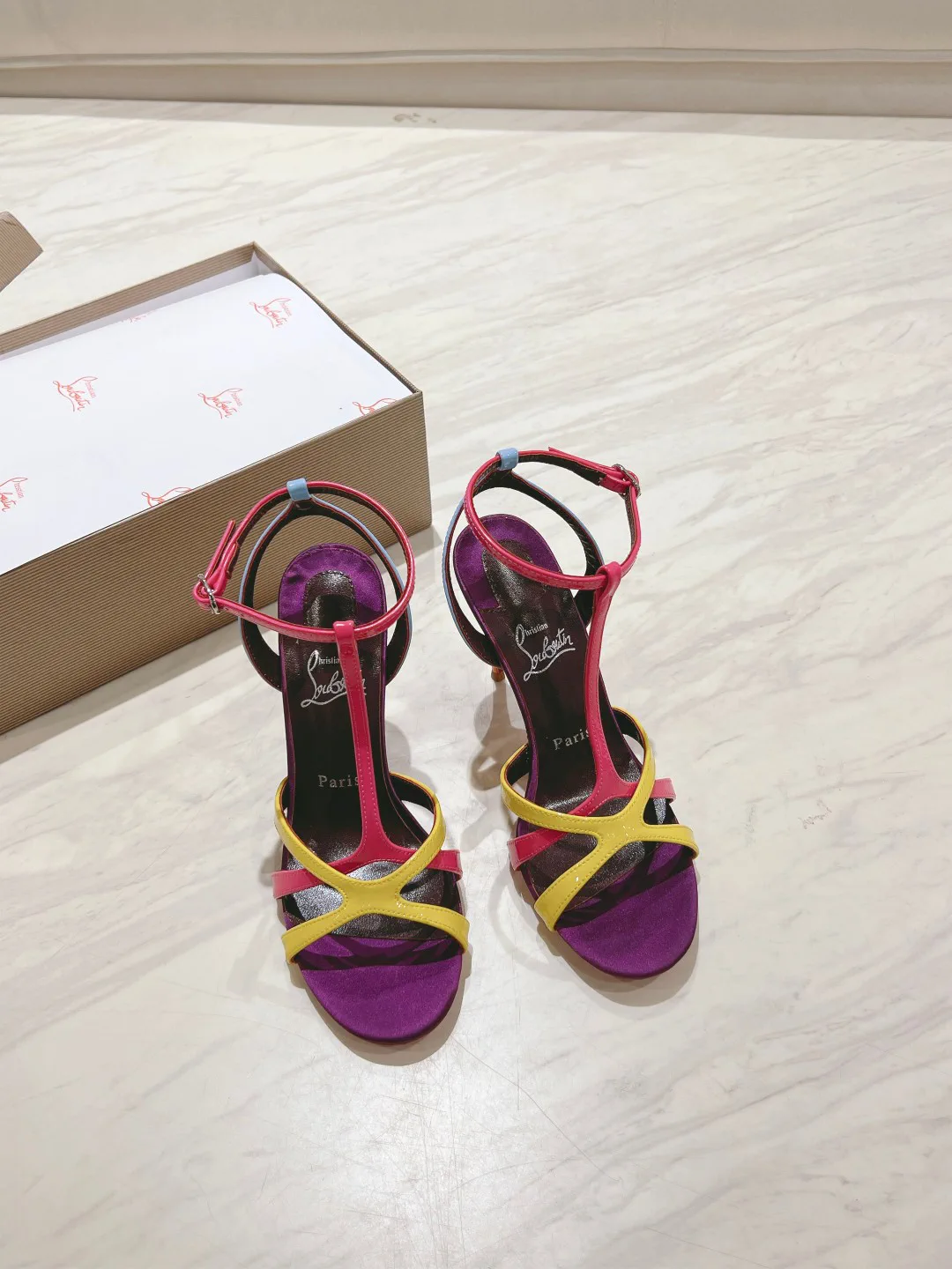 Colorblock Cross Strap High Heel Sandals image 1