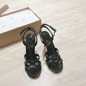 Women's Croc-Embossed Ankle Strap High Heel Sandals image 1