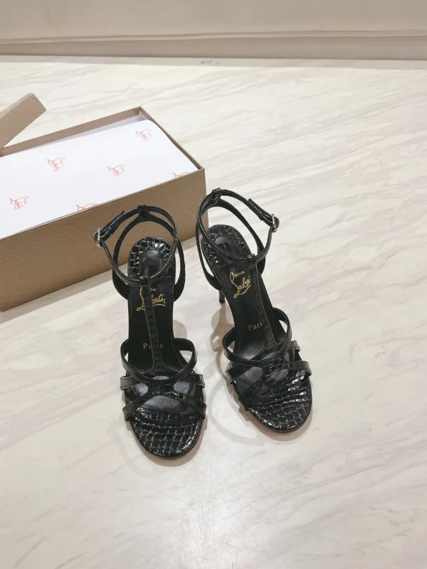 Women's Croc-Embossed Ankle Strap High Heel Sandals image 1