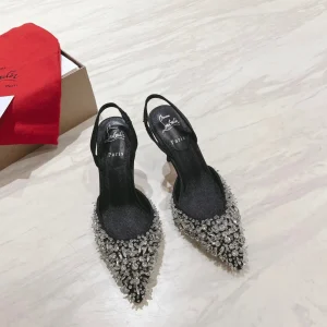 Pointed Toe Crystal Embellished Slingback High Heels image 1