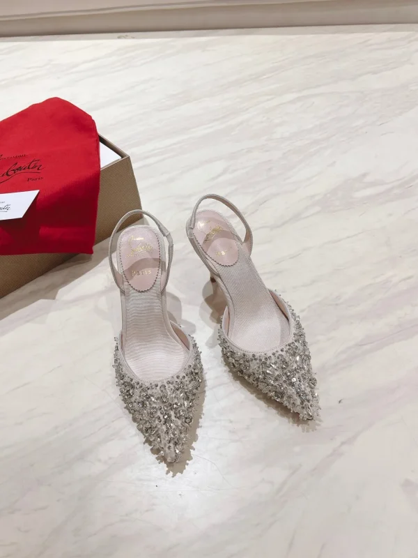 Pointed Toe Crystal Embellished Slingback High Heel Shoes image 1