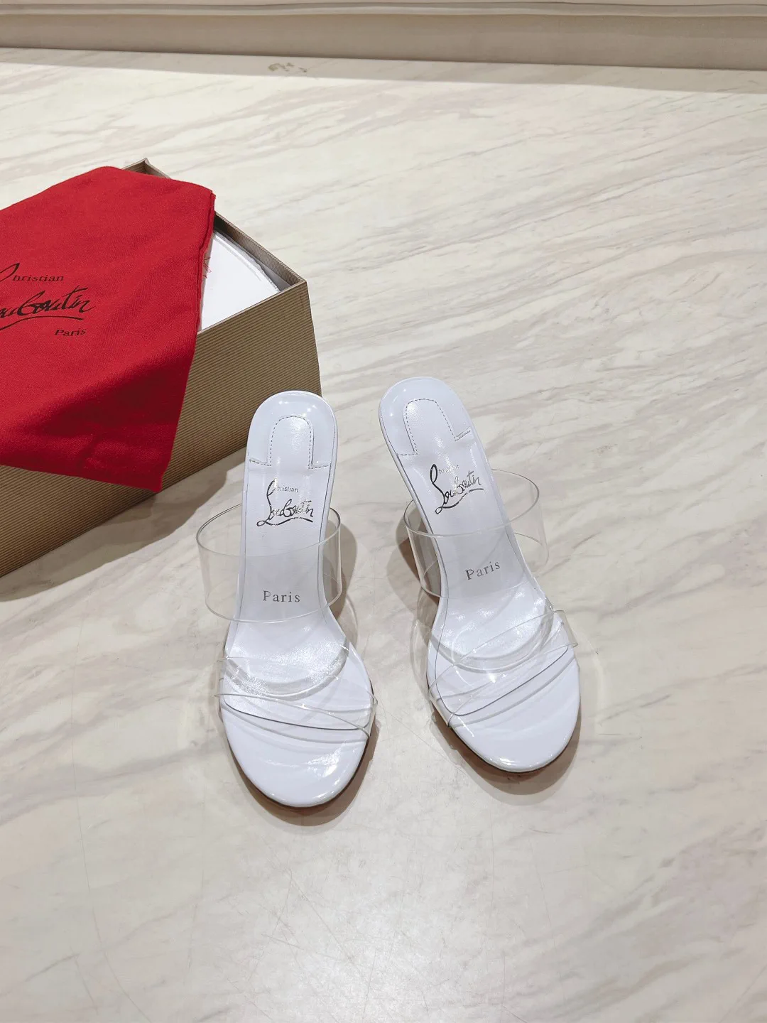 Two-Strap Clear Film High Heel Mules image 1
