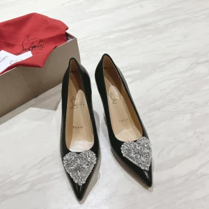 Pointed Toe High Heels with Heart Crystal Embellishment image 1