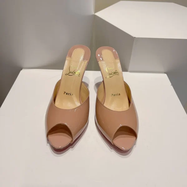 Patent Leather Peep Toe High Heel Mules image 1