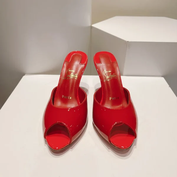 Patent Leather Peep Toe High Heel Mules image 1