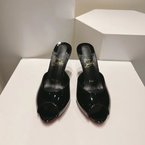 Patent Leather Peep Toe High Heel Mules image 1