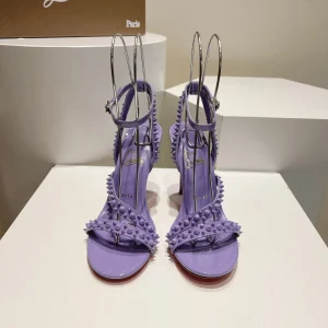 Purple Studded Ankle Strap Sandals image 1
