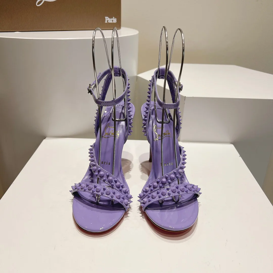 Purple Studded Ankle Strap Sandals image 1