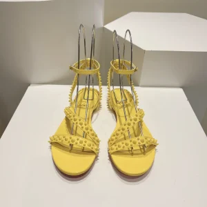 Yellow Studded Flat Sandals image 1