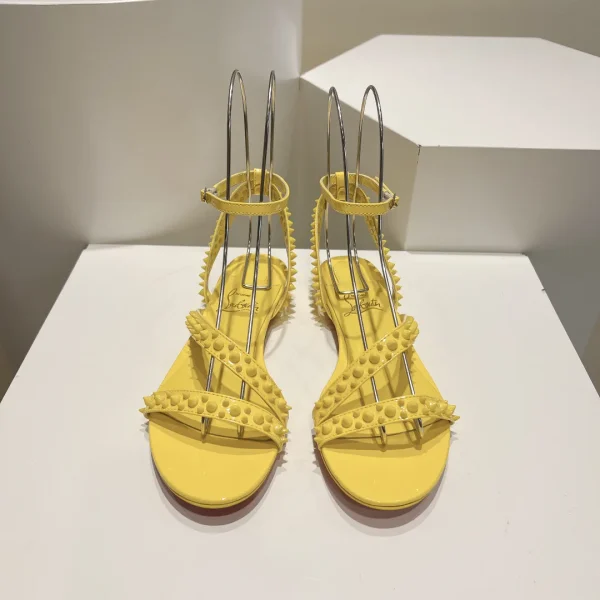 Yellow Studded Flat Sandals image 1