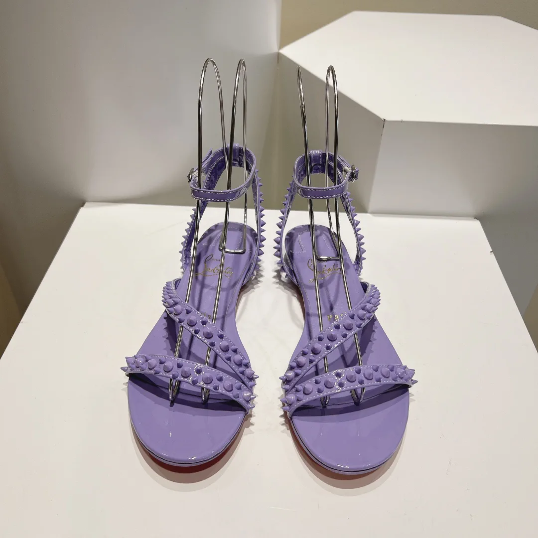 Purple Studded Flat Sandals image 1