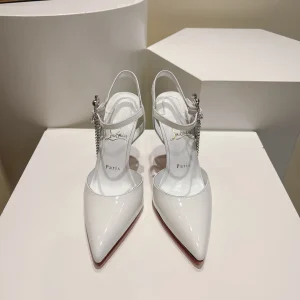 Pointed Toe High Heel Slingback Shoes with Rhinestone Chain Tassel image 1