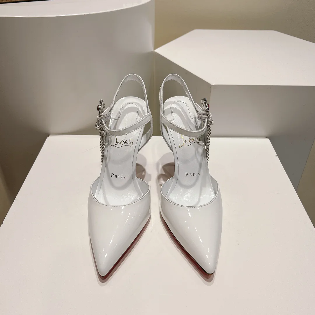 Pointed Toe High Heel Slingback Shoes with Rhinestone Chain Tassel image 1