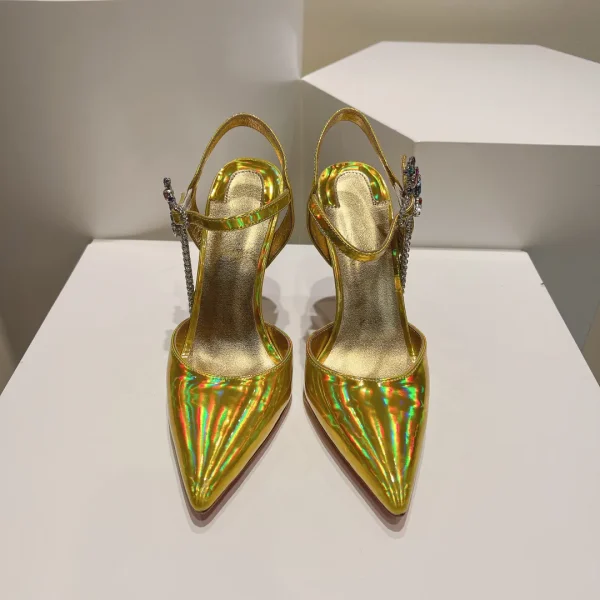 Pointed Toe Slingback High Heel Pumps with Rhinestone Decor image 1