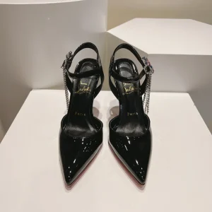 Pointed Toe High Heel Slingback Shoes with Rhinestone Chain Tassel image 1
