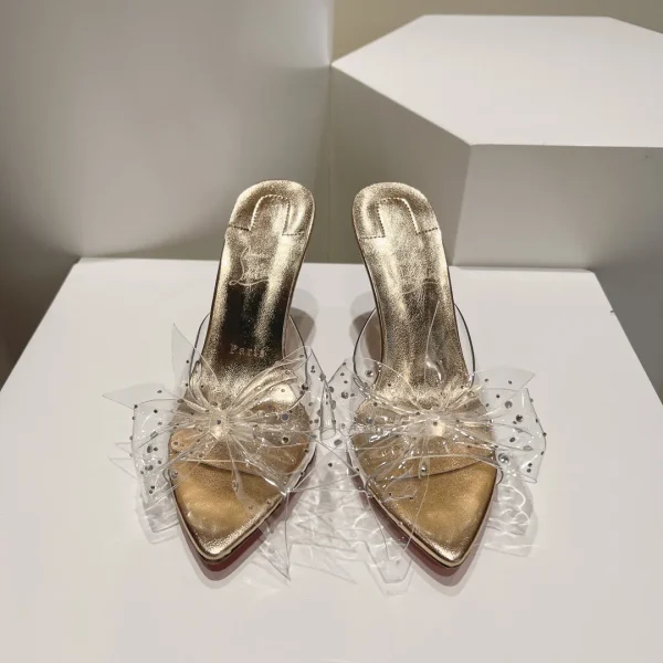 Clear Bow High Heel Slide Sandals image 1