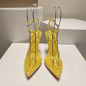 Pointed Toe High Heel Clear Rivet Sandals image 1