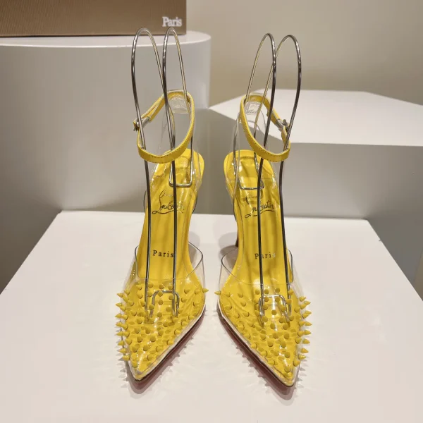 Pointed Toe High Heel Clear Rivet Sandals image 1