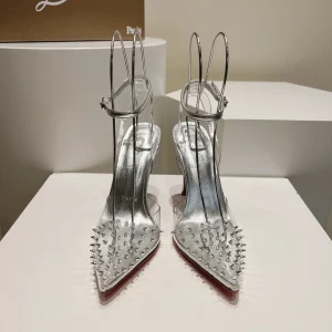 Pointed Toe High Heel Slingback Sandals with Spikes image 1