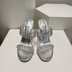 Spike Two-Strap High Heel Slide Sandals image 1