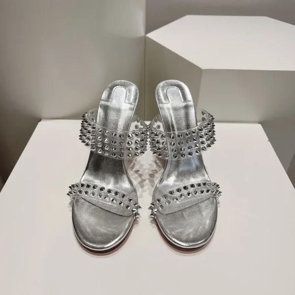 Spike Two-Strap High Heel Slide Sandals image 1
