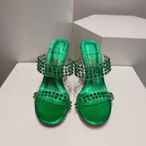 Studded Two-Strap High Heel Slide Sandals image 1