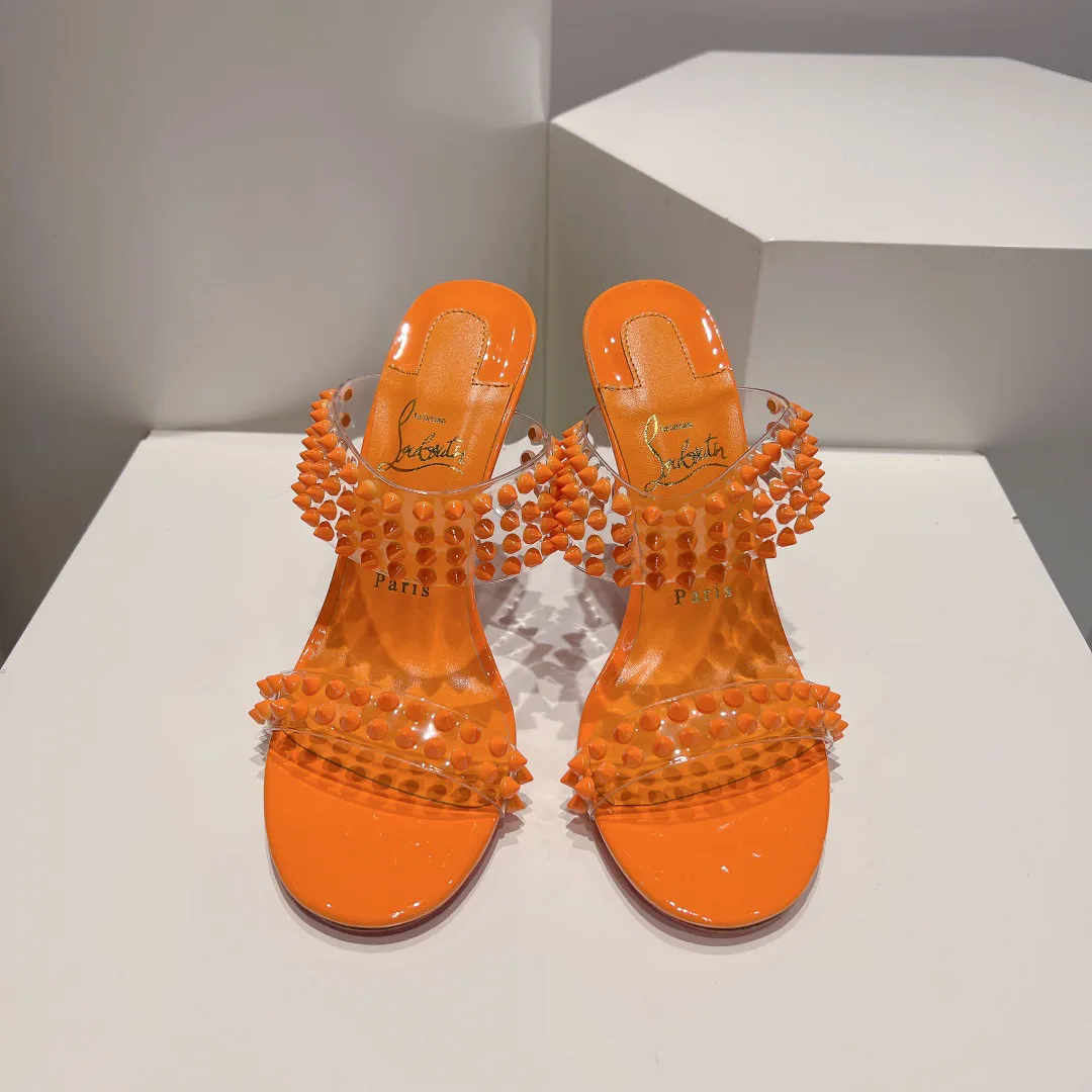 Two-Strap Studded High Heel Sandals image 1