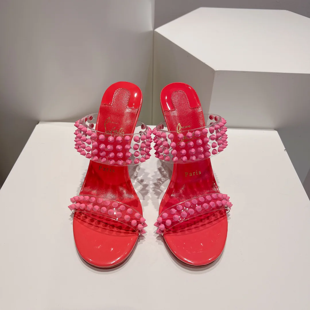 Two-Strap Studded High Heel Sandals image 1