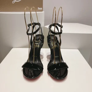 Christian Louboutin Black Patent Leather Stiletto Heel Sandals image 1